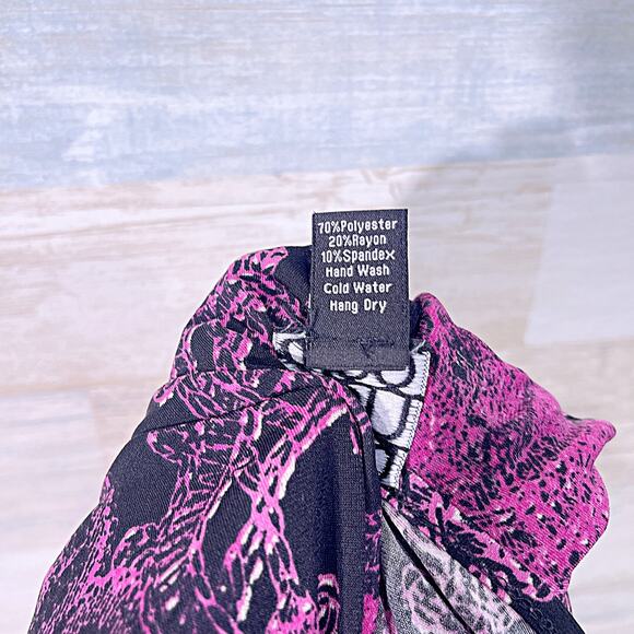 CLARA SUN WOO Relaxed 3/4 Sleeve Jersey Tunic Top Purple Work Travel Womens XL - Picture 7 of 7